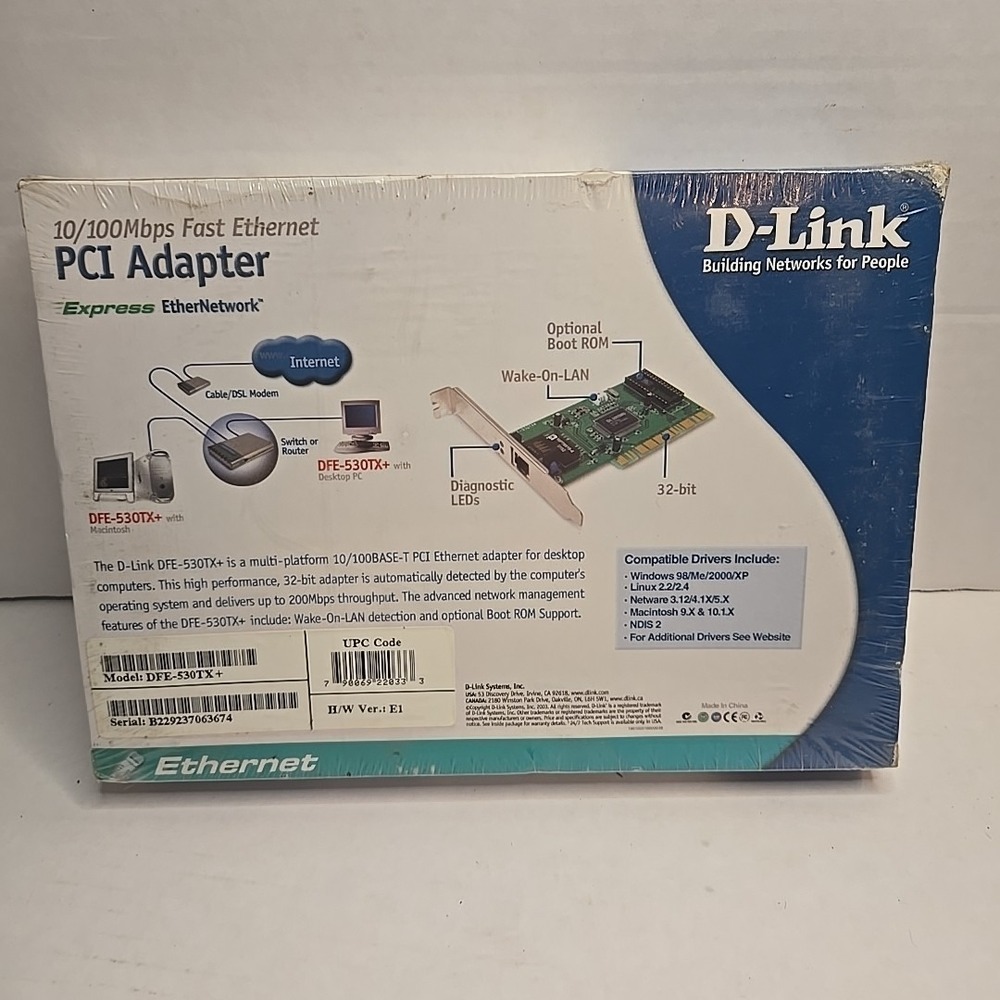 D-Link DFE 530tx - network adapter (22643) Network Adapter NEW SEALED UNOPENED - Picture 2 of 5